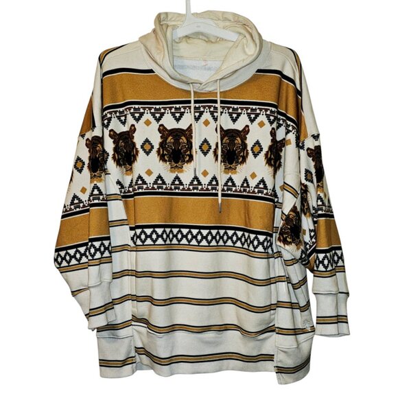 Free People Movement Sprint To The Finish Printed Hoodie Tiger Print Sz L - Picture 5 of 10